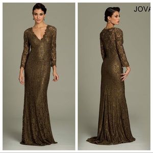 Sexy v neck lace olive gown